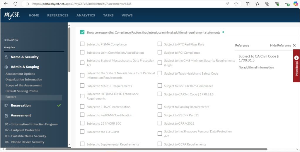 HITRUST MyCSF portal for multi-compliance